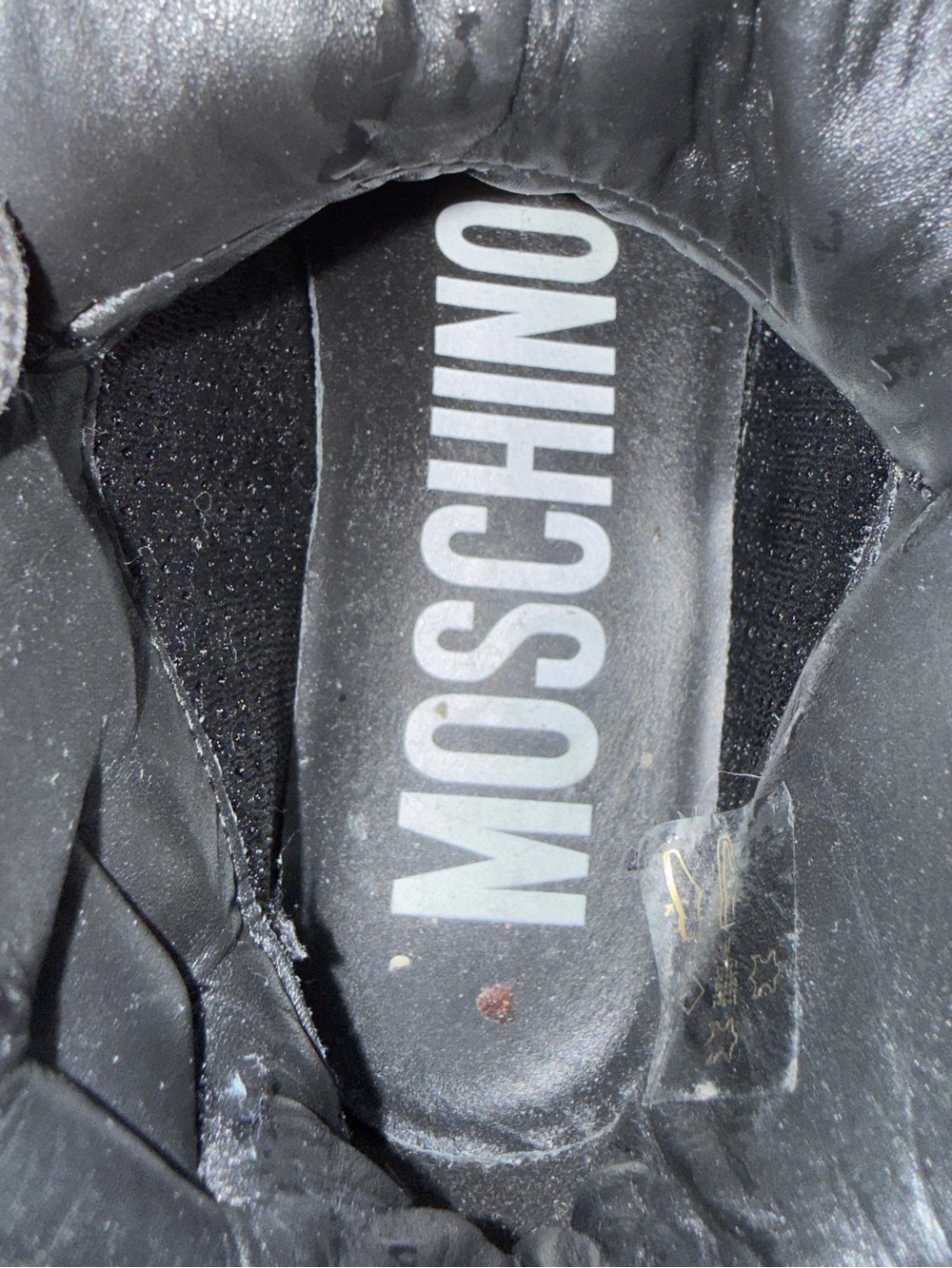Moschino Pearl High Top Leather Sneakers black & gold EU 36 made in Italt - Picture 14 of 15